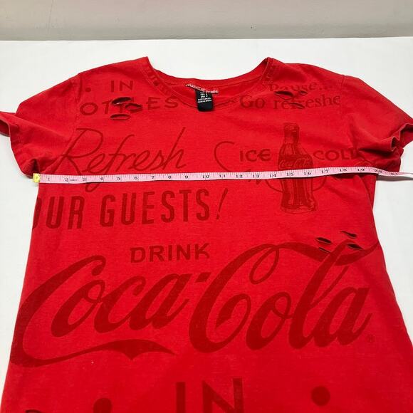 Coca Cola Jeans Y2K Cut Out Refresh Short Sleeve T Shirt Red Size S - Picture 8 of 9